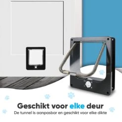 BFreshPets Kattenluik + Massageborstel - Met Tunnel - 4 Vergrendelingsstanden - Weersbestendig - Maat L - Zwart - 27 X 24 Cm -Kattenproducten 1200x1200 455