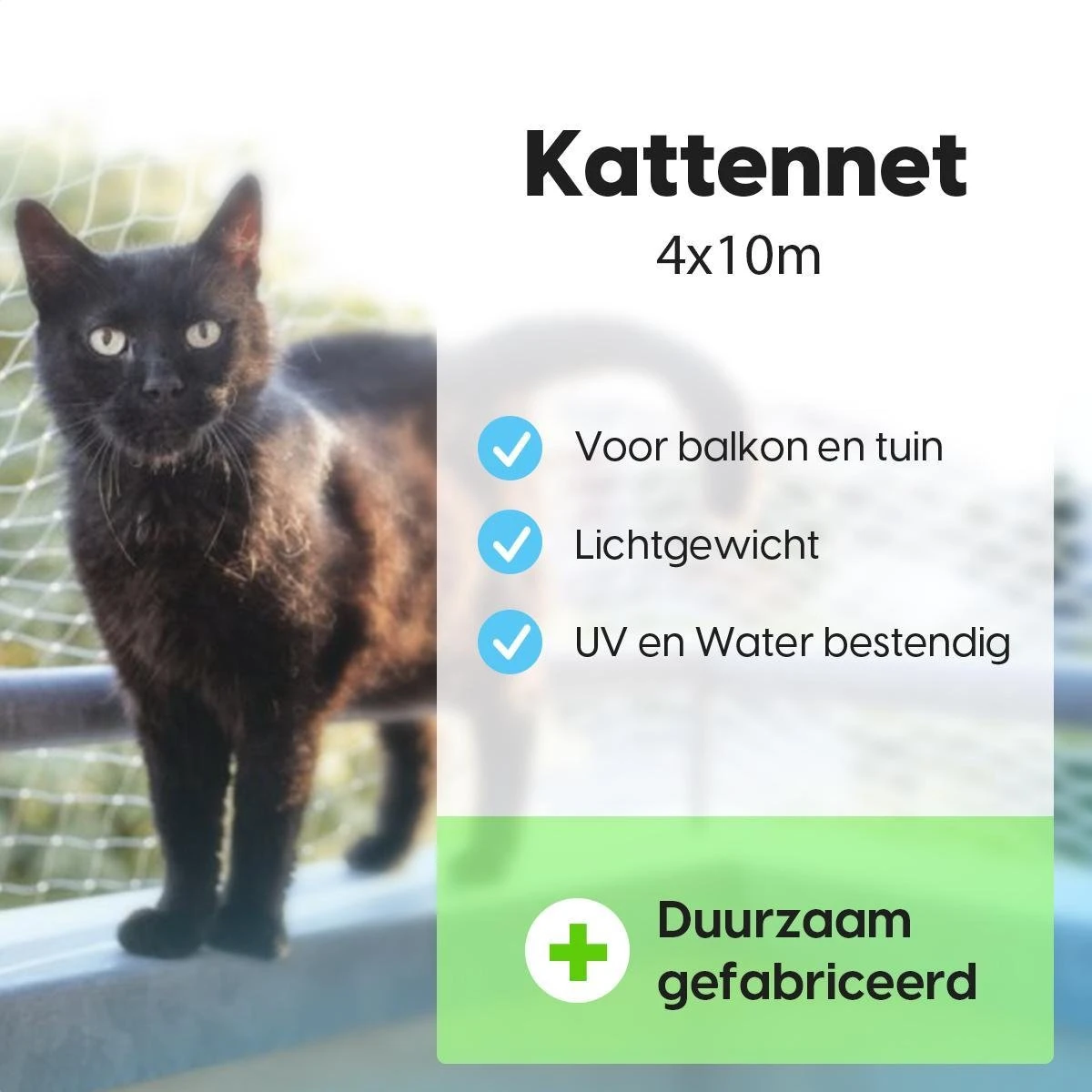 Kattennet Voor Balkon 4 X 10 M - Kattennet - Katten Gaas - Zwart 5 Kattennet Voor Balkon 4 X 10 M - Kattennet - Katten Gaas - Zwart - Afbeelding 3
