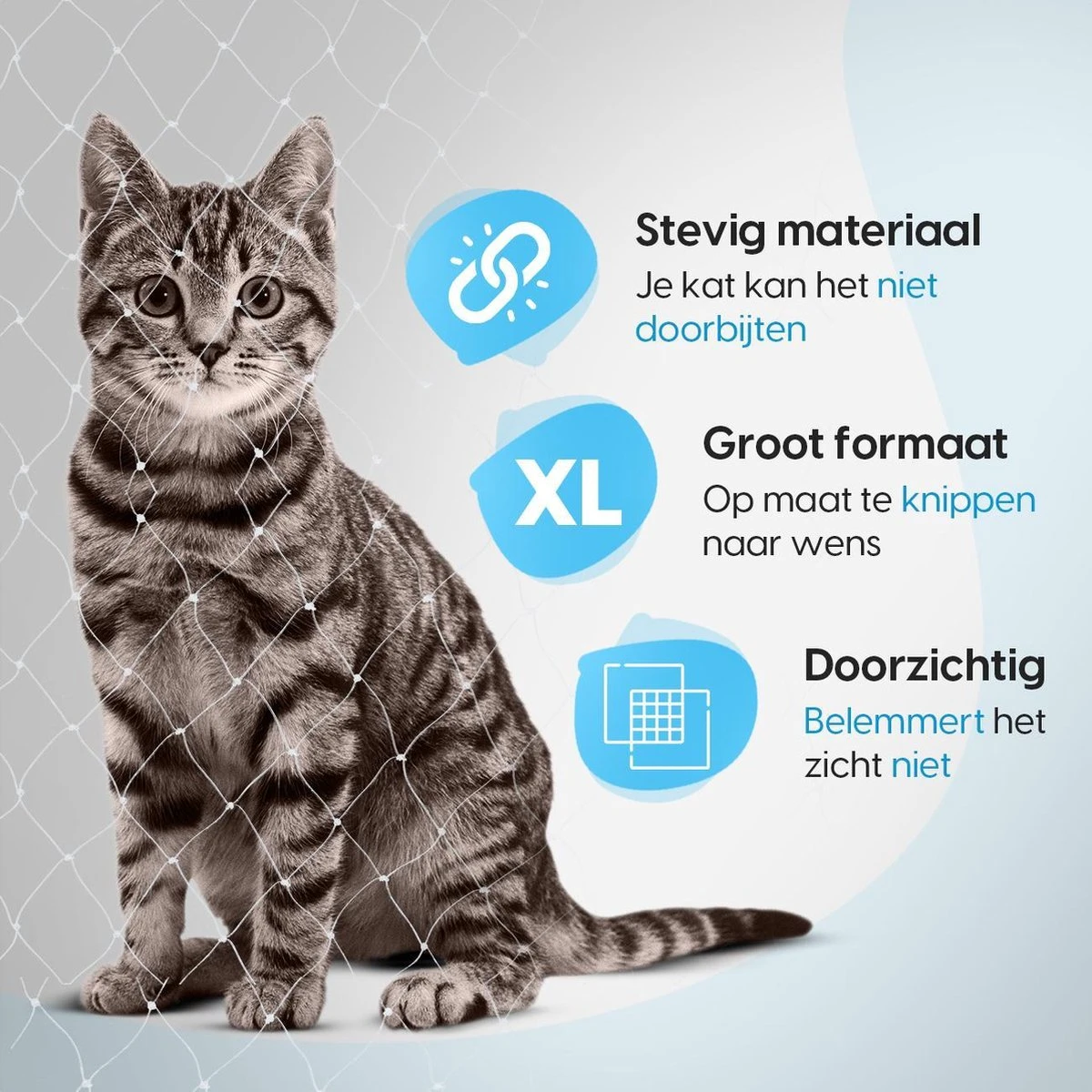 Kattennet Voor Balkon 4x10 Meter - Katten Gaas - Kattennet Balkon - Katten Net - Transparant 5 Kattennet Voor Balkon 4x10 Meter - Katten Gaas - Kattennet Balkon - Katten Net - Transparant - Afbeelding 3