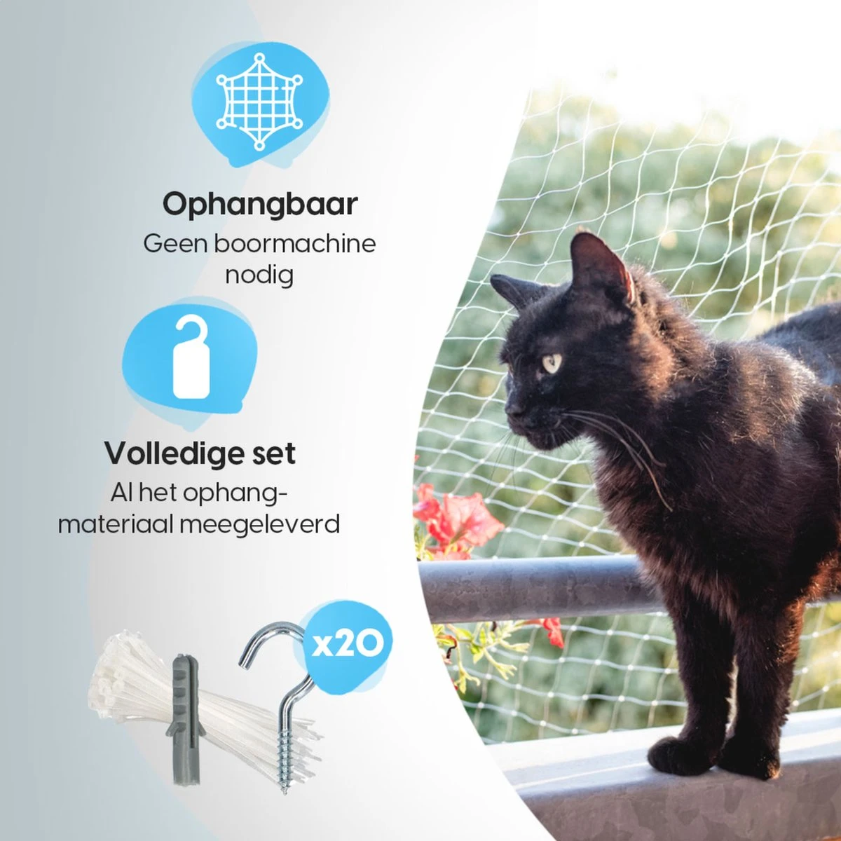 Kattennet Voor Balkon 4x10 Meter - Katten Gaas - Kattennet Balkon - Katten Net - Transparant 8 Kattennet Voor Balkon 4x10 Meter - Katten Gaas - Kattennet Balkon - Katten Net - Transparant - Afbeelding 6