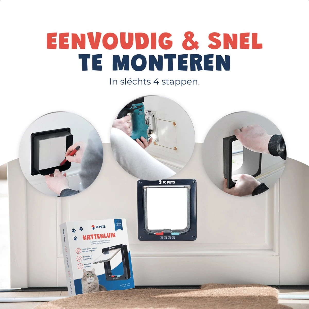 JC Pets Premium Kattenluik - Inclusief Tunnel - 4 Vergrendelingsstanden - Zwart - 20 X 19 X 5.5 Cm - Waterdicht 5 JC Pets Premium Kattenluik - Inclusief Tunnel - 4 Vergrendelingsstanden - Zwart - 20 X 19 X 5.5 Cm - Waterdicht - Afbeelding 3