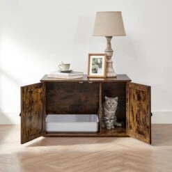 Meubelexpert Kattenhuis Voor Kattenbak - Met Deuren - Vintage - Bruinzwart - PCL002X02 -Kattenproducten 1200x1200 561