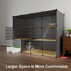 Merkloos XXL Premium Kattenkooi Met Kattenbak 2-laags Kattenkooien Voor Binnen - Grote Opvouwbare Kattenren - Kattenbench Kat Bench - Zwart Dierenverblijf -Kattenproducten 1200x1200 598