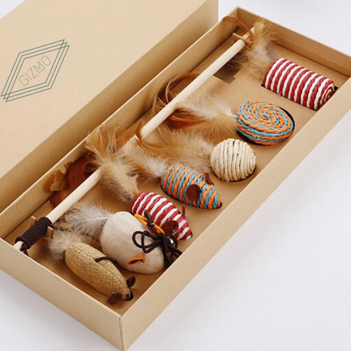 GIZMO Luxe Kattenspeeltjes Set - 7 Speeltjes - Interactieve Kattenhengel, Kattenspeelgoed & Speelmuisjes - Kitten Speeltjes 10 GIZMO Luxe Kattenspeeltjes Set - 7 Speeltjes - Interactieve Kattenhengel, Kattenspeelgoed & Speelmuisjes - Kitten Speeltjes - Afbeelding 9
