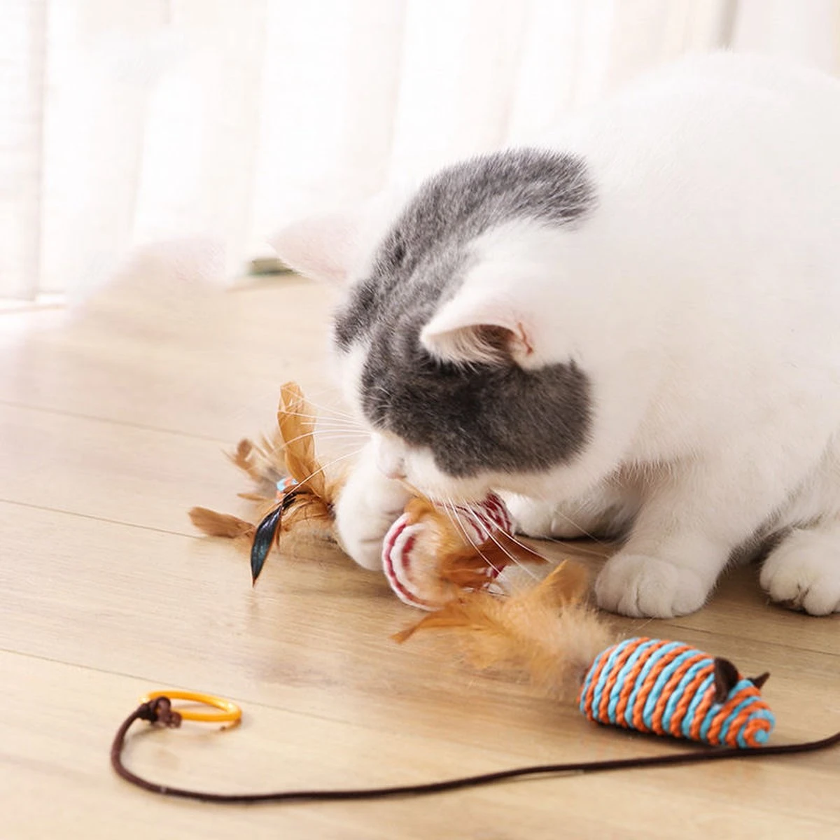 Kattenspeelgoed - Set Met 7 Kattenspeeltjes - Complete Set - Kattenhengel - Speelmuis 6 Kattenspeelgoed - Set Met 7 Kattenspeeltjes - Complete Set - Kattenhengel - Speelmuis - Afbeelding 4