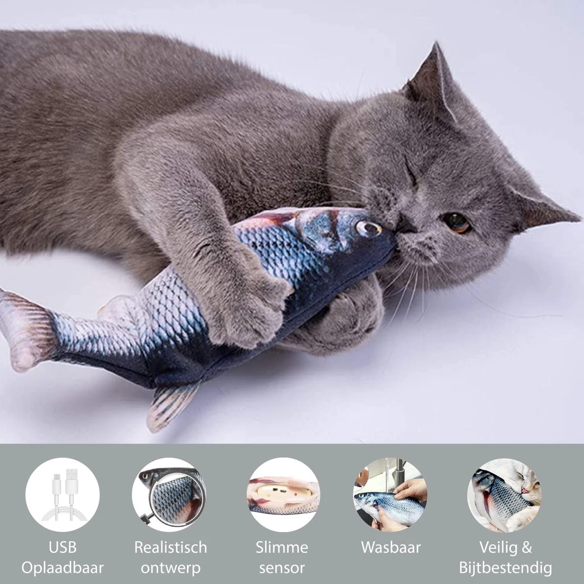 Filo Elektrisch Kattenspeeltje Bewegende Vis 30CM Met Kattenkruid + Goudvis 20CM - Interactief Speelgoed Katten - Elektronisch Kattenspeelgoed - Dansende Elektrische Speelvis Kat - Kattenspeeltjes Intelligentie - Speelgoed Kittens - Speeltjes Kitten 7 Filo Elektrisch Kattenspeeltje Bewegende Vis 30CM Met Kattenkruid + Goudvis 20CM - Interactief Speelgoed Katten - Elektronisch Kattenspeelgoed - Dansende Elektrische Speelvis Kat - Kattenspeeltjes Intelligentie - Speelgoed Kittens - Speeltjes Kitten - Afbeelding 5