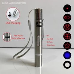 Merkloos Laserpen - Daily Accessoires - USB Oplaadbaar - Kattenspeeltjes - Laserlampje - 7 Verschillende Standen - RVS Zilver - Zaklamp - UV Lamp – Kattenspeelgoed -Kattenproducten 1200x1200 771