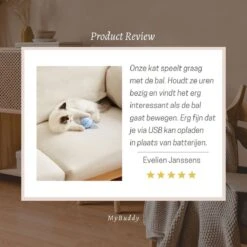 MyBuddy - Interactieve Zelf Rollende Bal - Kattenspeeltjes - Kattenspeelgoed - Bal Voor Katten - LED Lights - Speelgoed - USB - Roze -Kattenproducten 1200x1200 806