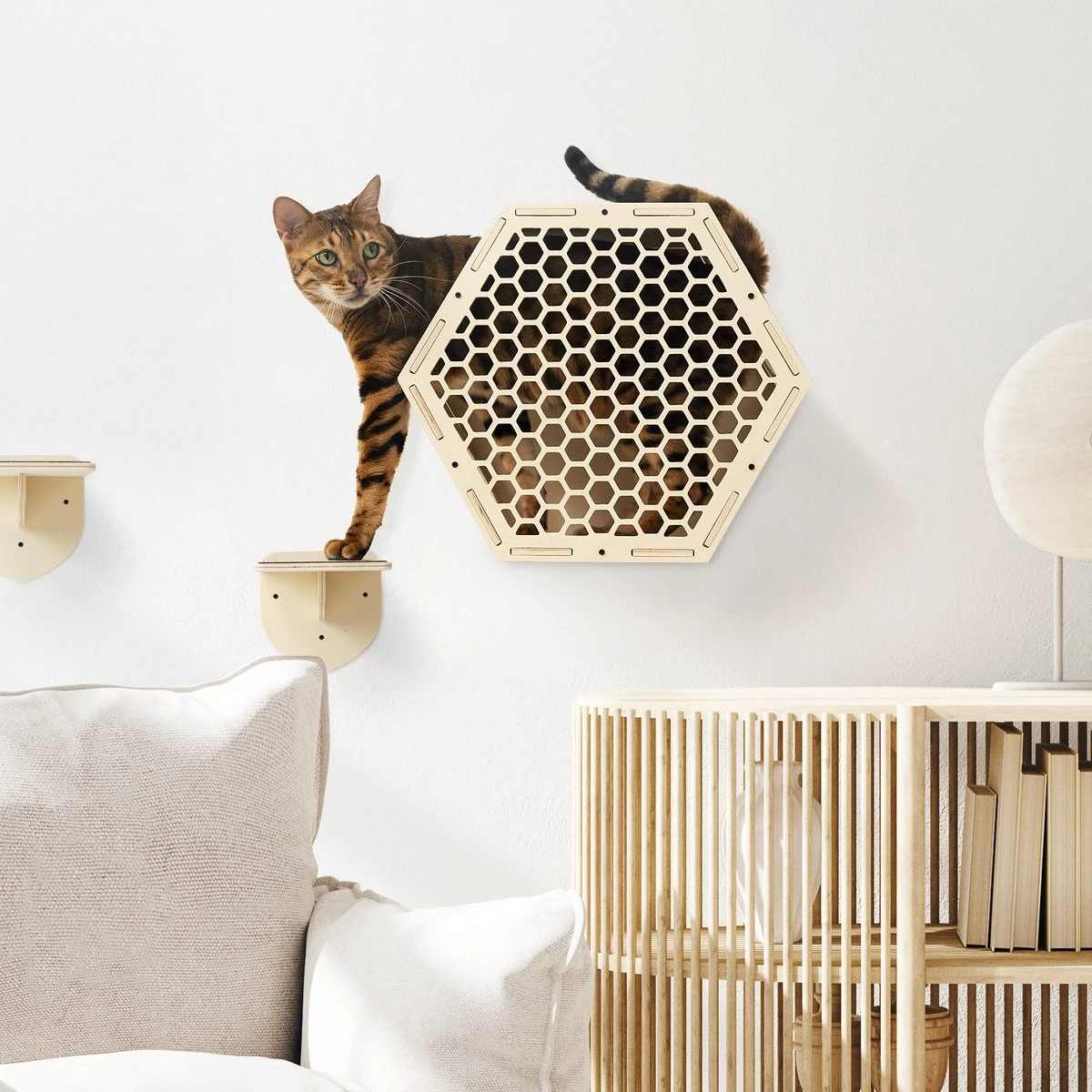 Navaris Katten Klimwand 4-delige Set - Katten Klimmuur Voor Binnenshuis - Kattenmeubel Met Wandmontage - Met Drie Plankjes Voor Meer Klimplezier 8 Navaris Katten Klimwand 4-delige Set - Katten Klimmuur Voor Binnenshuis - Kattenmeubel Met Wandmontage - Met Drie Plankjes Voor Meer Klimplezier - Afbeelding 6