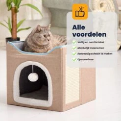 MIRO Katten Huis - Kattenhuizen - Kattenhok - Kattenmand - Dierenhuis - Opvouwbaar - Met Krabmat - Abrikoos 12 MIRO Katten Huis - Kattenhuizen - Kattenhok - Kattenmand - Dierenhuis - Opvouwbaar - Met Krabmat - Abrikoos -Kattenproducten 1200x1200 920