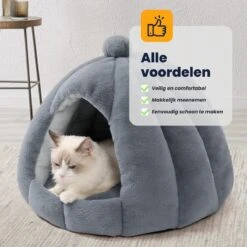 MIRO Katten Huis - Kattenhuizen - Kattenhok - Kattenmand - Dierenhuis - Extra Zacht - Grijs -Kattenproducten 1200x1200 971