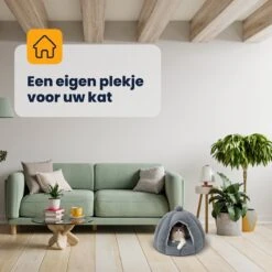 MIRO Katten Huis - Kattenhuizen - Kattenhok - Kattenmand - Dierenhuis - Extra Zacht - Grijs -Kattenproducten 1200x1200 972
