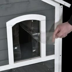 PawHut Kattenhuis Voor Buiten Kattenhut Met 2 Verdiepingen Kattenvilla, Asfaltdak, Massief Hout Grijs D30-236 15 PawHut Kattenhuis Voor Buiten Kattenhut Met 2 Verdiepingen Kattenvilla, Asfaltdak, Massief Hout Grijs D30-236 -Kattenproducten 1200x1200 975