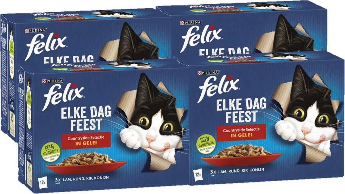 Felix Elke Dag Feest Countryside Selectie In Gelei - Katten Natvoer - 4x12x85 Gr 9 Felix Elke Dag Feest Countryside Selectie In Gelei - Katten Natvoer - 4x12x85 Gr - Afbeelding 7