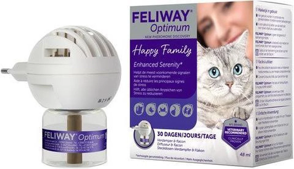 Feliway Optimum - Startset - 1 Verdamper Met 1 Vulling - 48 Ml - Anti-stress Voor Kat 8 Feliway Optimum - Startset - 1 Verdamper Met 1 Vulling - 48 Ml - Anti-stress Voor Kat - Afbeelding 6