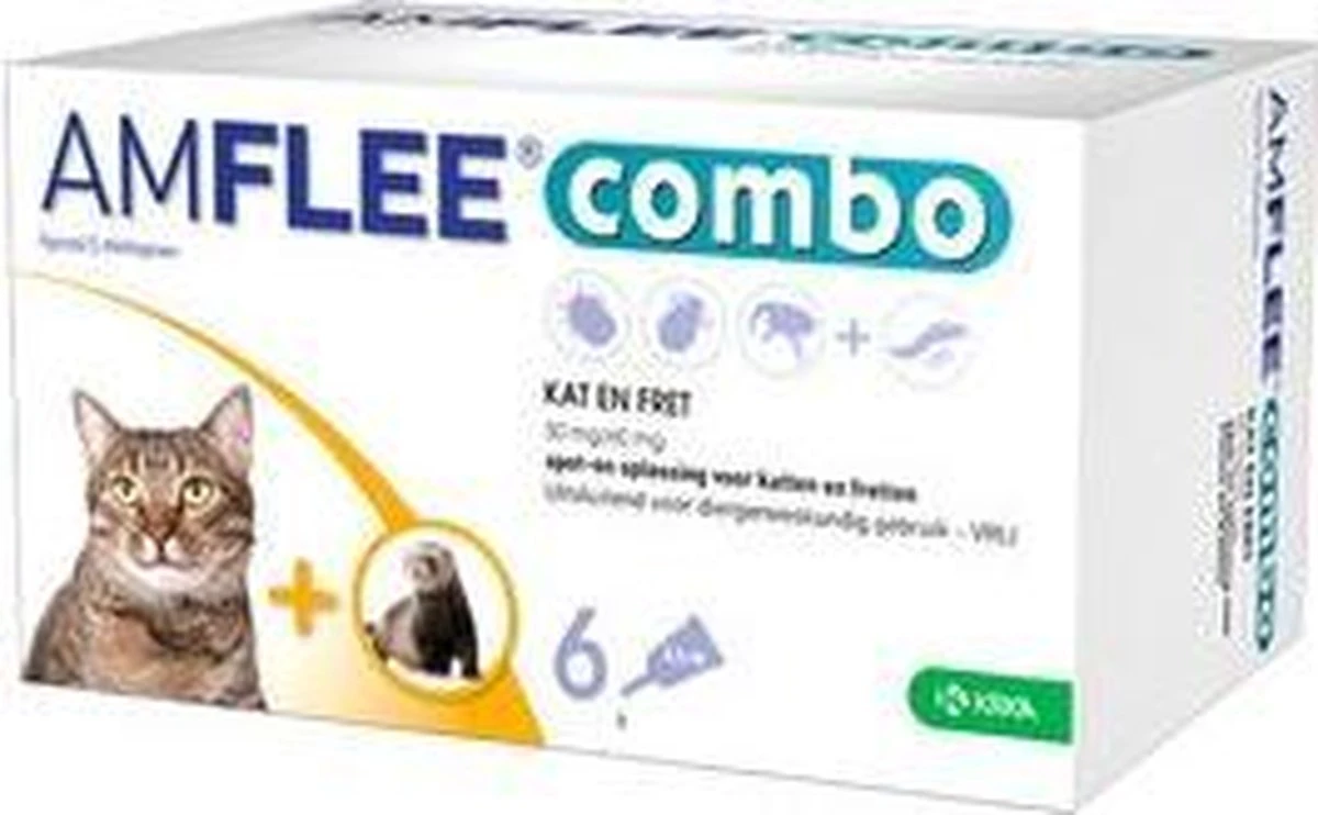 Amflee Combo Spot-on Kat - 50 Mg - 6 Pipetten 4 Amflee Combo Spot-on Kat - 50 Mg - 6 Pipetten - Afbeelding 2