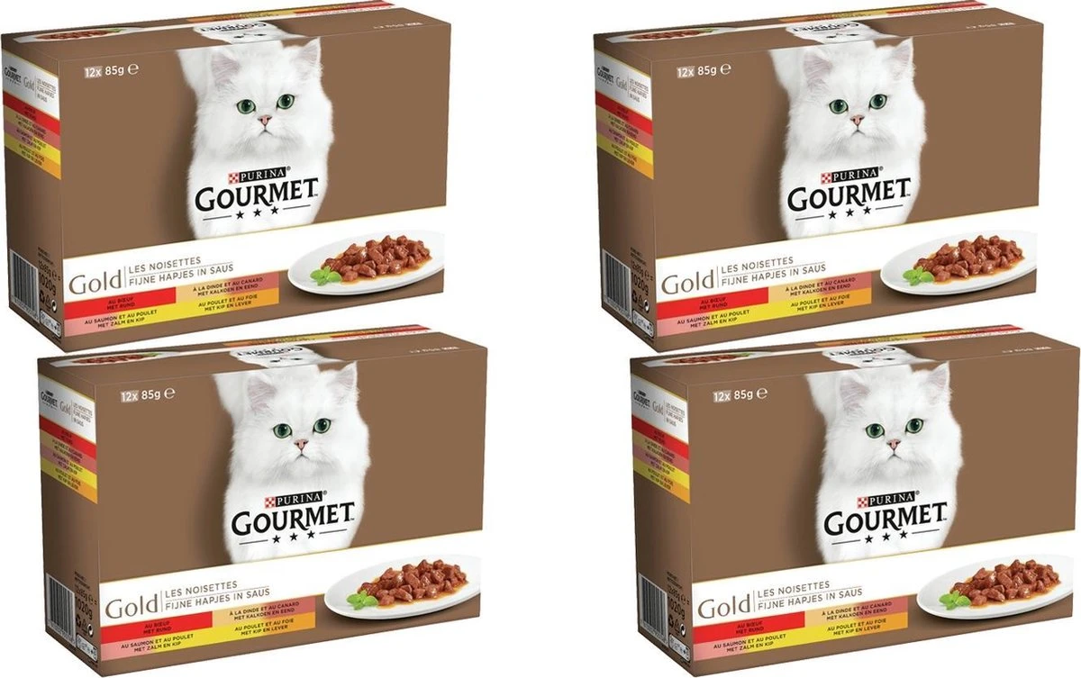 Gourmet Gold Multipack 12x85 G - Kattenvoer - 4 X Vleesmix&Vlees 3 Gourmet Gold Multipack 12x85 G - Kattenvoer - 4 X Vleesmix&Vlees