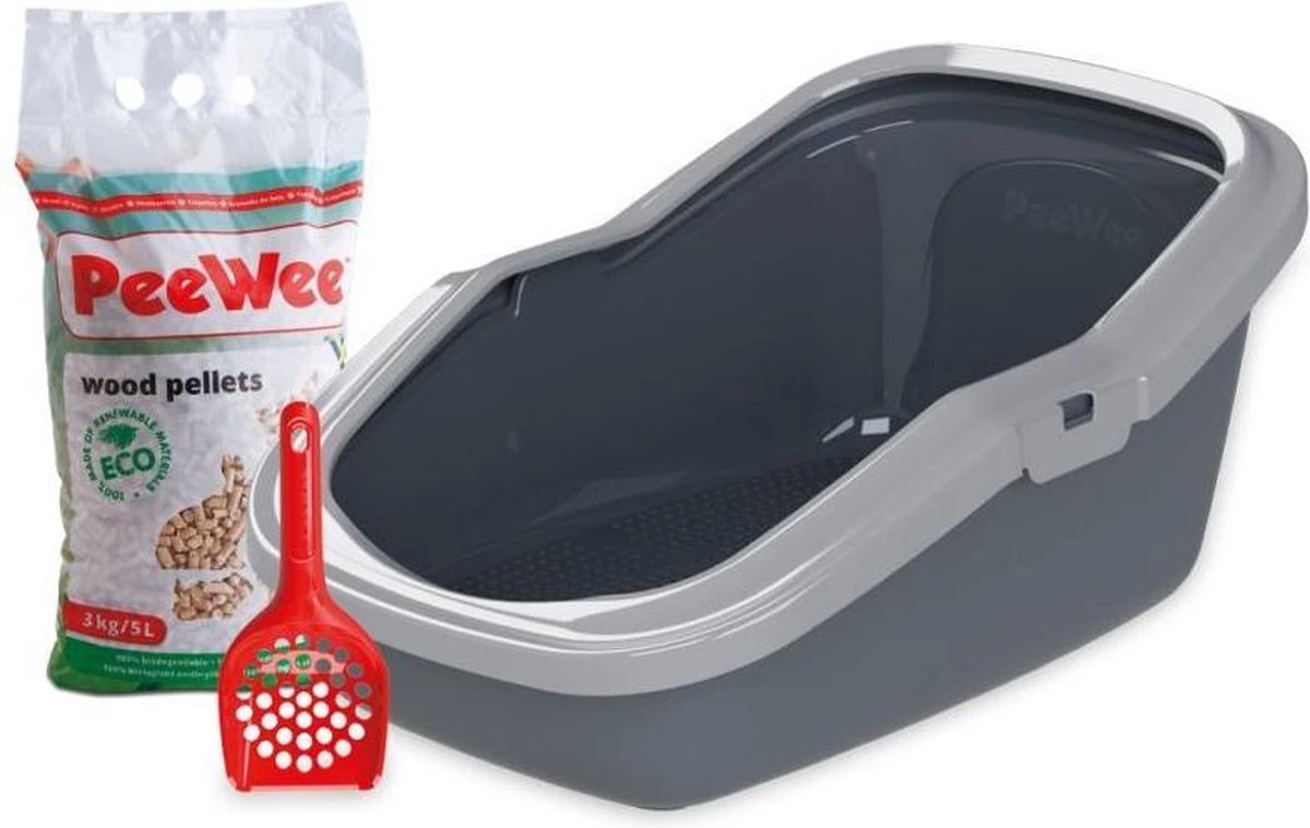 Peewee - Kattenbak EcoMinor Grijs Startpakket - 56 X 39 X 27.5cm 3 Peewee - Kattenbak EcoMinor Grijs Startpakket - 56 X 39 X 27.5cm
