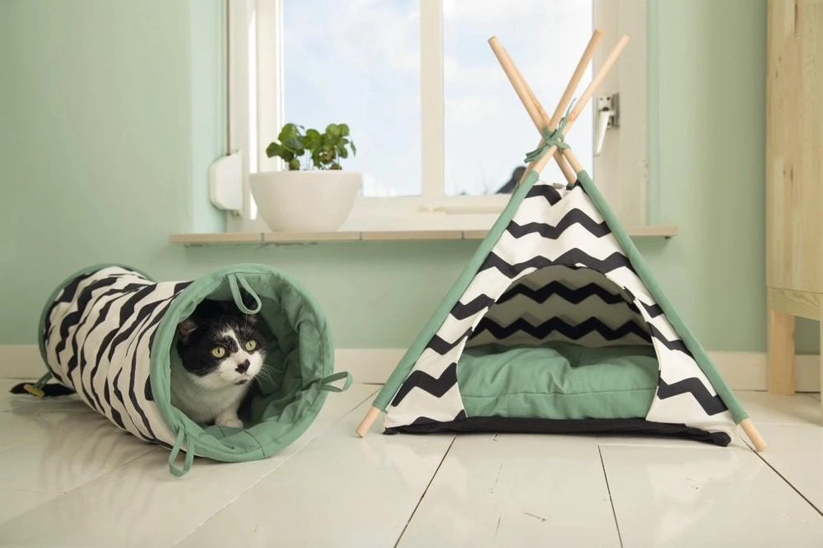 Beeztees Kioni Tipi Tent - Kattenhuis - Zwart/Wit - 50x50x70 Cm 9 Beeztees Kioni Tipi Tent - Kattenhuis - Zwart/Wit - 50x50x70 Cm - Afbeelding 7