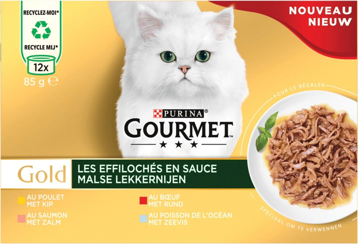 Gourmet Gold Malse Lekkernijen – Kattenvoer Natvoer - Met Kip, Zalm, Rund, Zeevis – 48 X 85 Gr 11 Gourmet Gold Malse Lekkernijen – Kattenvoer Natvoer - Met Kip, Zalm, Rund, Zeevis – 48 X 85 Gr - Afbeelding 9