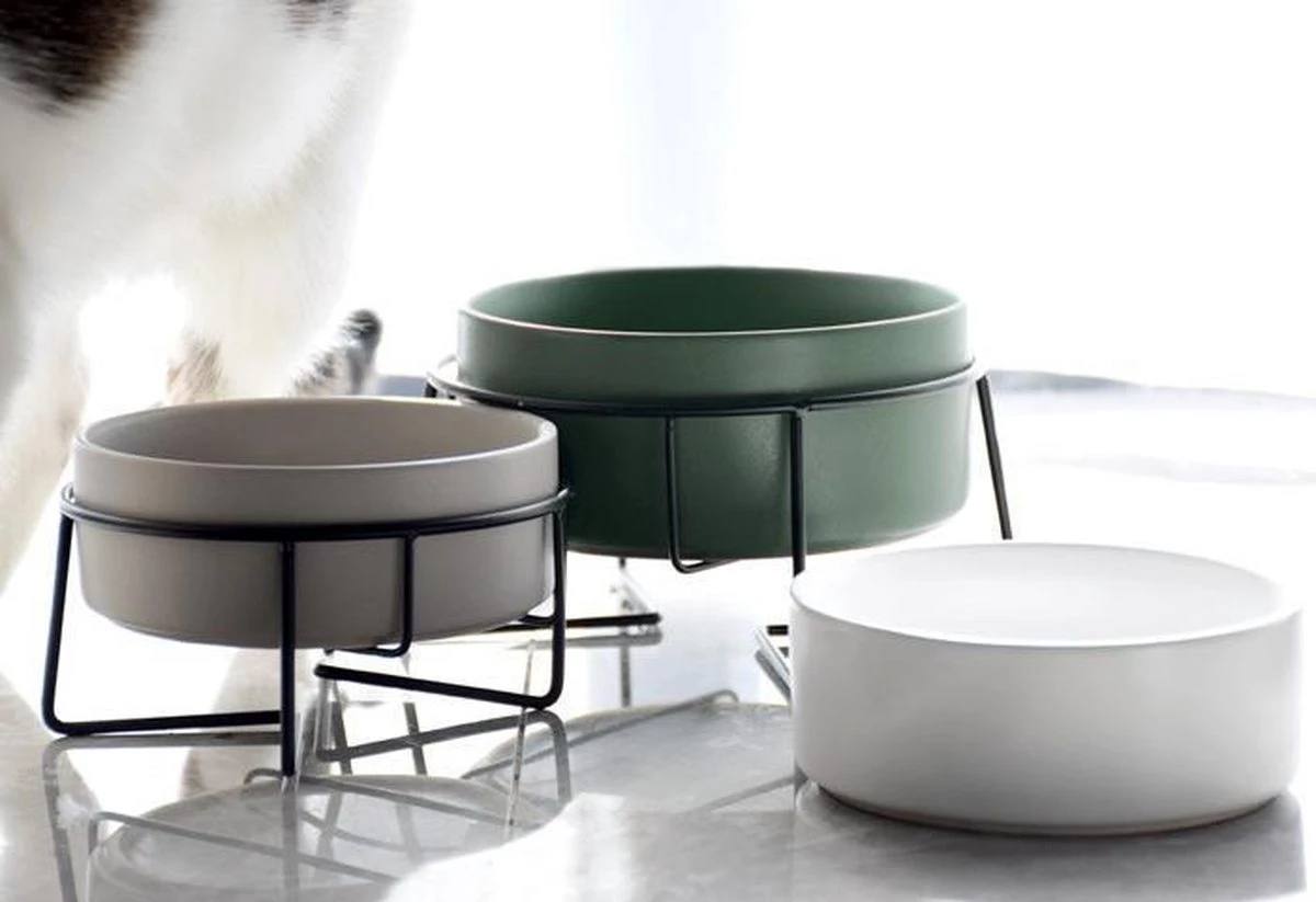 GIZMO 2x Voerbak Kat - 400 Ml - Groen - Keramische Drink- & Voerbakken Met Standaard - 13 Cm - 2 Stuks 14 GIZMO 2x Voerbak Kat - 400 Ml - Groen - Keramische Drink- & Voerbakken Met Standaard - 13 Cm - 2 Stuks - Afbeelding 12