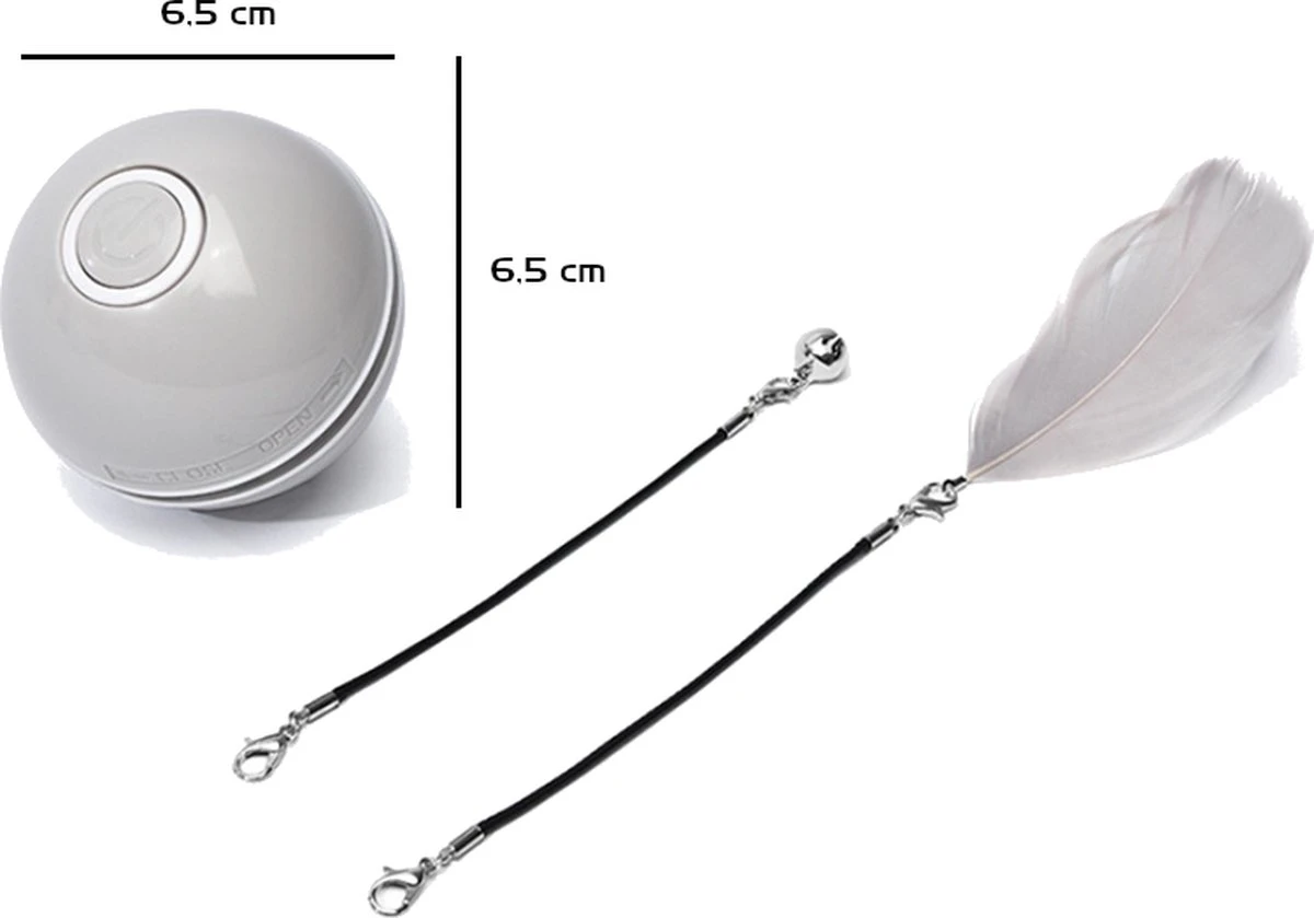 Catchit!® Interactieve Zelfrollende Bal Katten - Kattenspeeltjes - Inclusief USB Kabel En Staartjes - Kattenspeelgoed - Smart - Grijs 7 Catchit!® Interactieve Zelfrollende Bal Katten - Kattenspeeltjes - Inclusief USB Kabel En Staartjes - Kattenspeelgoed - Smart - Grijs - Afbeelding 5