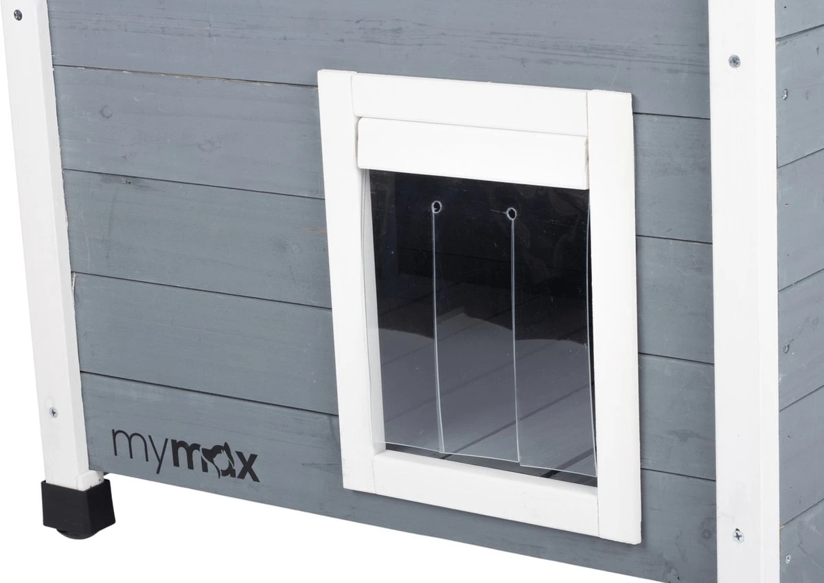 MyMax Kattenhuis - Hout - Openslaand Bitumen Dak - Kattenhuis Voor Buiten - Kattenhok - Kattenhuisje Hout - Grijs - 57*45*43CM 7 MyMax Kattenhuis - Hout - Openslaand Bitumen Dak - Kattenhuis Voor Buiten - Kattenhok - Kattenhuisje Hout - Grijs - 57*45*43CM - Afbeelding 5