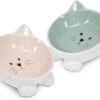 Navaris Voerbakjes Voor Katten - Set Van 2 Voer- En Waterbakken - Etensbak Van Keramiek - Met Antislip Voetjes - Kattenvorm - Roze/Groen 1 Navaris Voerbakjes Voor Katten - Set Van 2 Voer- En Waterbakken - Etensbak Van Keramiek - Met Antislip Voetjes - Kattenvorm - Roze/Groen -Kattenproducten 1200x882