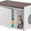 Relaxdays Kattenbak Ombouw - Met Zitkussen - Kattenhuis Wit - Kattenmeubel - Kattenkast 2 Relaxdays Kattenbak Ombouw - Met Zitkussen - Kattenhuis Wit - Kattenmeubel - Kattenkast -Kattenproducten 1200x898 4