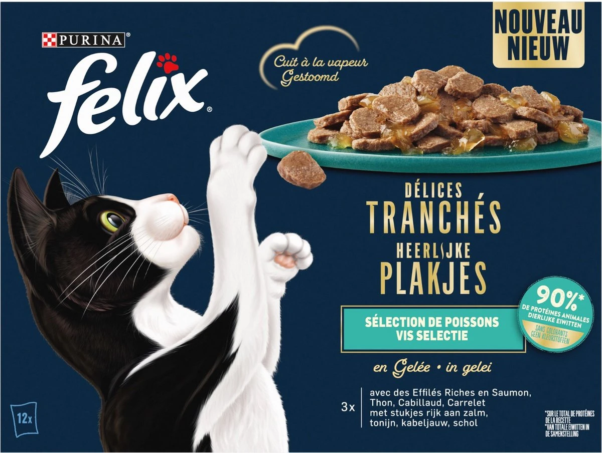 Felix Heerlijke Plakjes Vis Selectie Kattenvoer Nat 4(12x80g) 3 Felix Heerlijke Plakjes Vis Selectie Kattenvoer Nat 4(12x80g)
