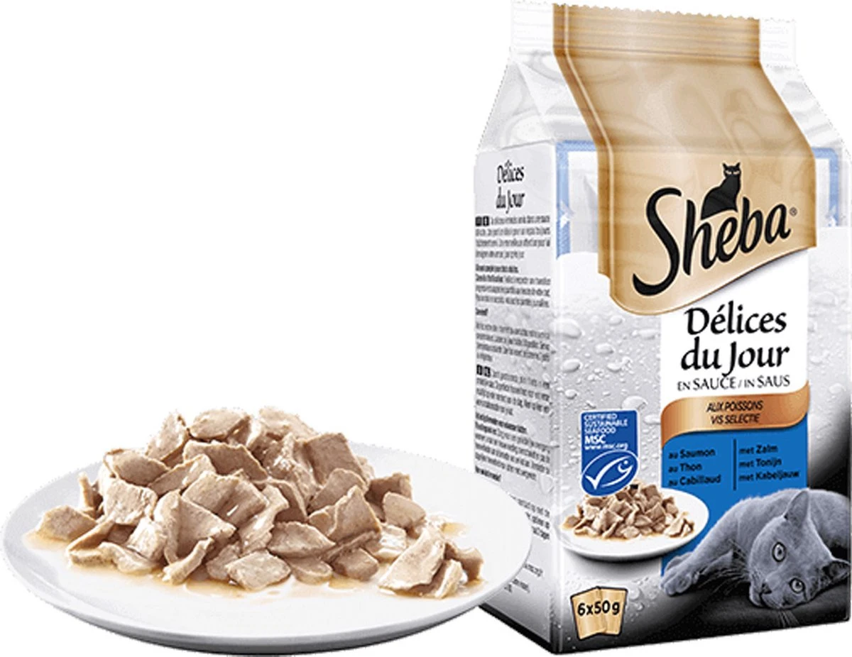 Sheba - Delices Du Jour - Katten Natvoer - In Gelei - Zalm & Tonijn - 36 X 50g 4 Sheba - Delices Du Jour - Katten Natvoer - In Gelei - Zalm & Tonijn - 36 X 50g - Afbeelding 2