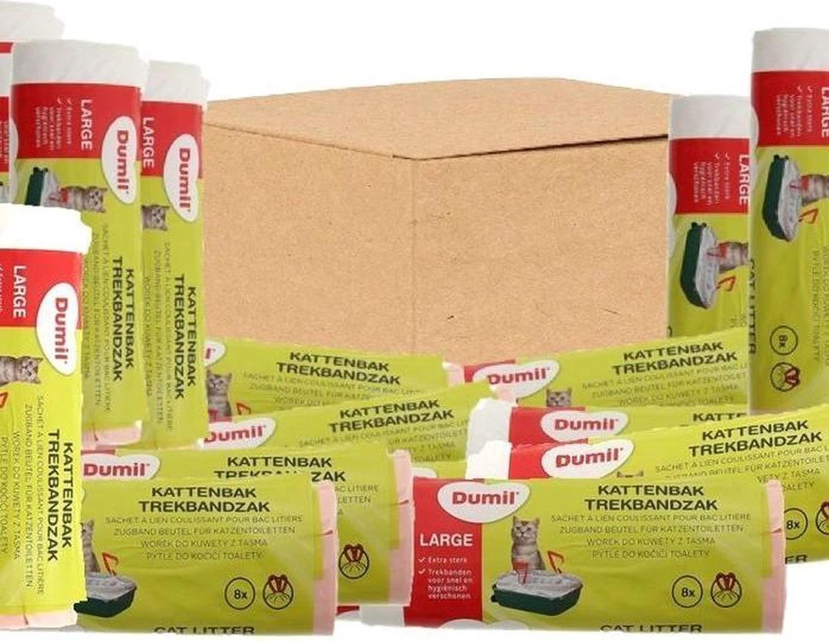 Dumil Kattenbak Zakken | Met Trekband | 15 Liter | 1 Rol | 8 Zakken | Extra Sterk 4 Dumil Kattenbak Zakken | Met Trekband | 15 Liter | 1 Rol | 8 Zakken | Extra Sterk - Afbeelding 2