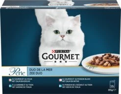 Gourmet Perle Duo – Kattenvoer Natvoer - Met Zalm En Koolvis, Zalm En Witvis, Zeevis En Tonijn, Sardine En Tonijn – 48 X 85 Gr -Kattenproducten 1200x940