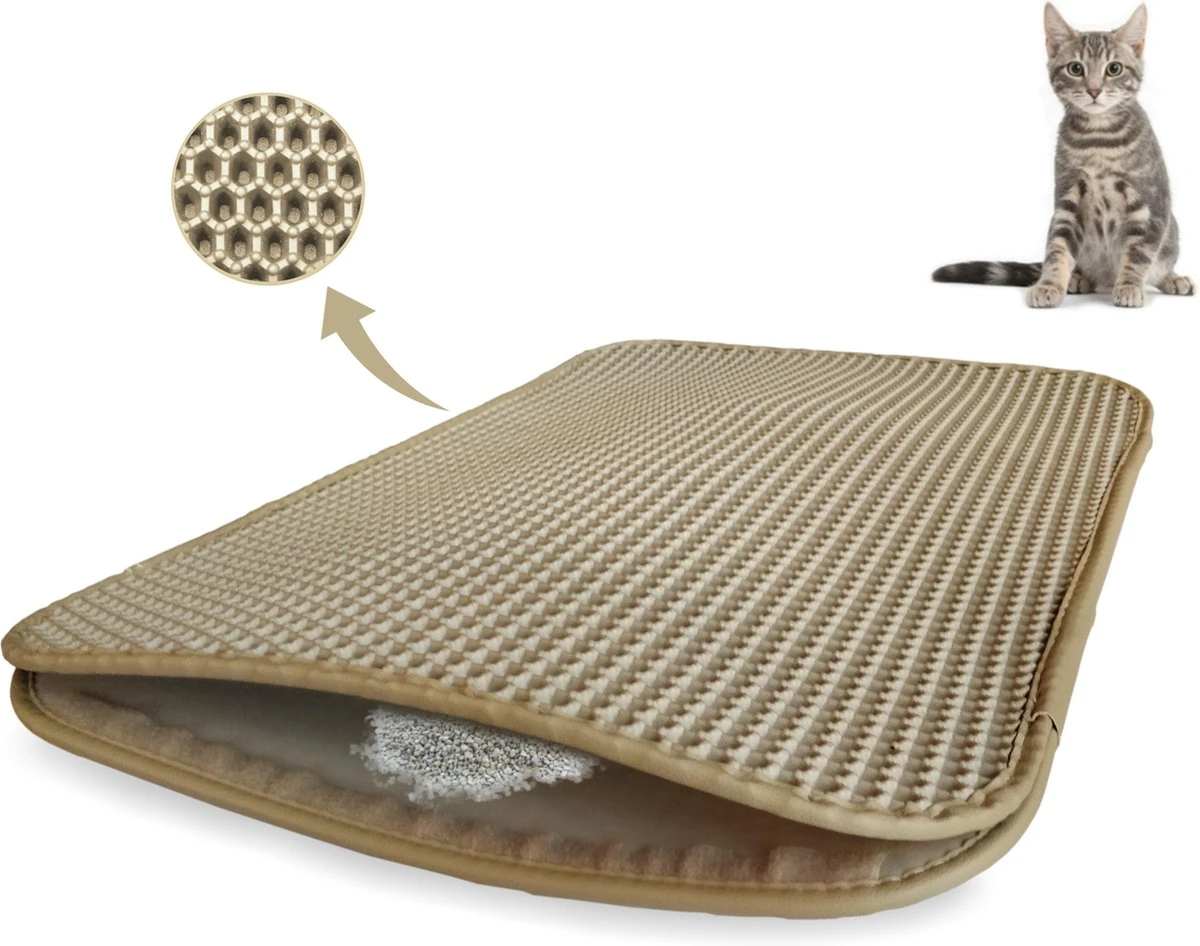Kattenbakmat - 40 X 50 Cm - Creamy White - Uitloopmat Kat - Kattenbakvulling - Opvang Ruimte - Grit Opvanger - Waterdicht - Beige - Eco-friendly - Incl. Speeltje 3 Kattenbakmat - 40 X 50 Cm - Creamy White - Uitloopmat Kat - Kattenbakvulling - Opvang Ruimte - Grit Opvanger - Waterdicht - Beige - Eco-friendly - Incl. Speeltje