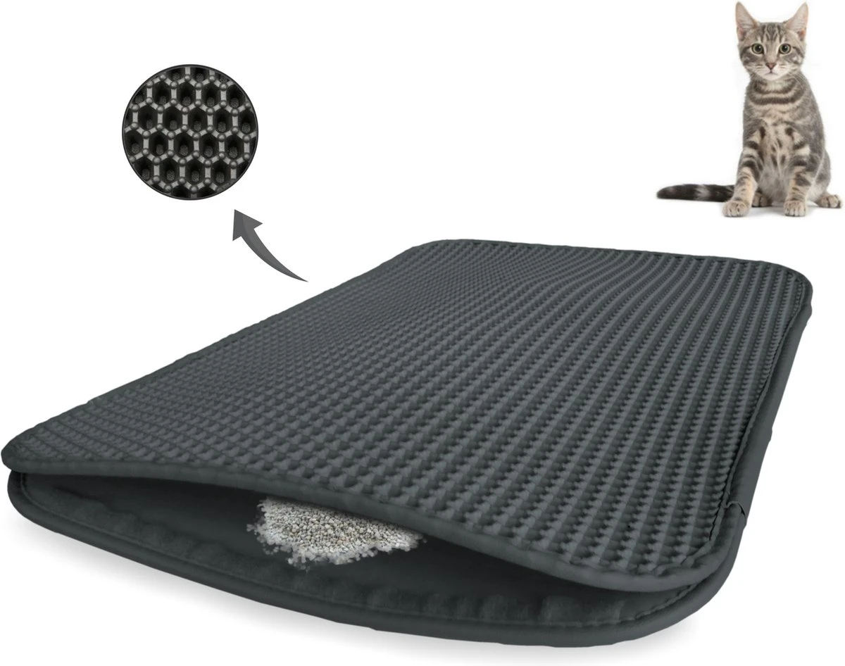 Kattenbakmat - 40 X 50 Cm - Grijs - Uitloopmat Kat - Kattenbakvulling - Opvang Ruimte - Grit Opvanger - Waterdicht - Eco-friendly 3 Kattenbakmat - 40 X 50 Cm - Grijs - Uitloopmat Kat - Kattenbakvulling - Opvang Ruimte - Grit Opvanger - Waterdicht - Eco-friendly