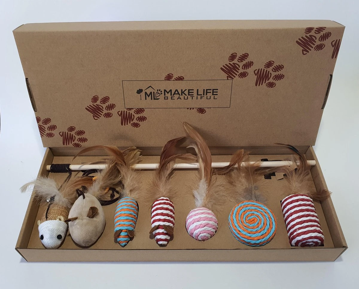 Make Life Beautiful® - Kattenspeeltjes Set - 7-delig - Kattenspeelgoed - Kattenhengel - Speelmuisjes - Kattenspeelgoed Set 10 Make Life Beautiful® - Kattenspeeltjes Set - 7-delig - Kattenspeelgoed - Kattenhengel - Speelmuisjes - Kattenspeelgoed Set - Afbeelding 8