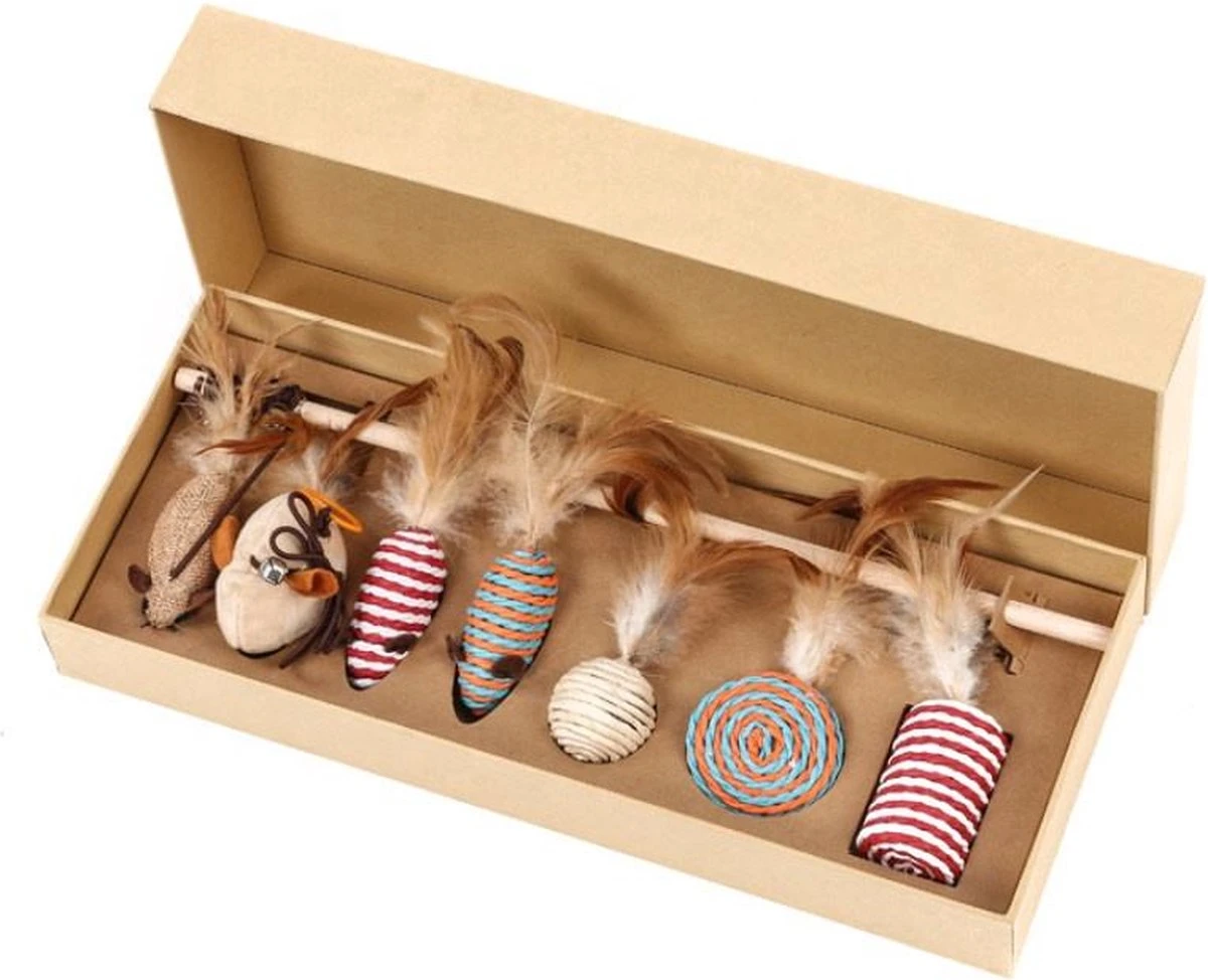 Kattenspeelgoed - Set Met 7 Kattenspeeltjes - Complete Set - Kattenhengel - Speelmuis 7 Kattenspeelgoed - Set Met 7 Kattenspeeltjes - Complete Set - Kattenhengel - Speelmuis - Afbeelding 5