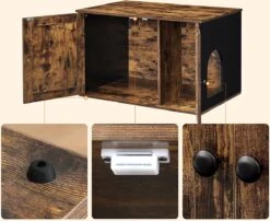 Meubelexpert Kattenhuis Voor Kattenbak - Met Deuren - Vintage - Bruinzwart - PCL002X02 -Kattenproducten 1200x983 2