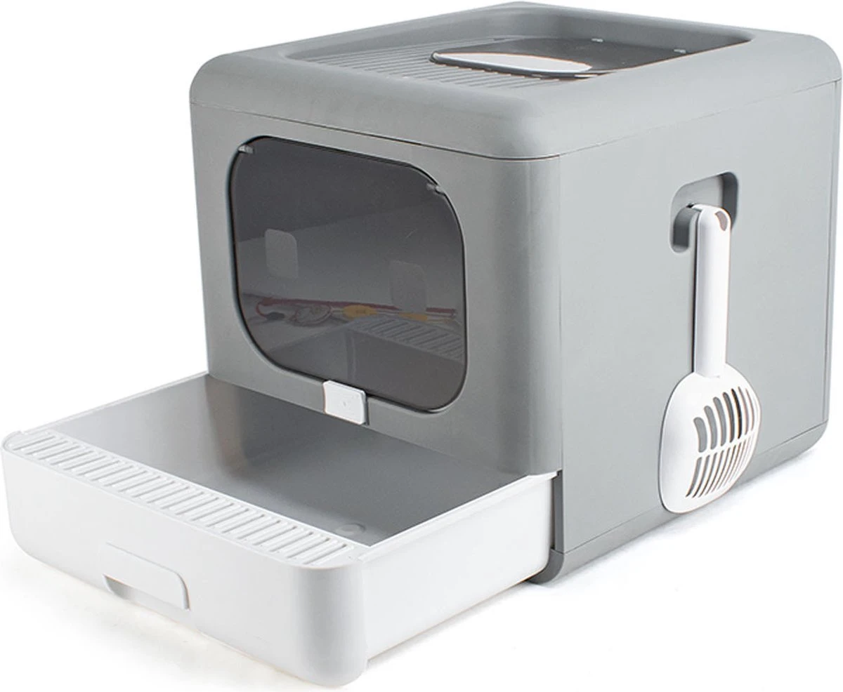 Kattenbak | 2 Ingangen | Opening Bovenkant En Onder | Inklapbaar | Grijs 3 Kattenbak | 2 Ingangen | Opening Bovenkant En Onder | Inklapbaar | Grijs