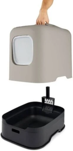 Rotho MyPet Biala Kattenbak Met Kap En Schepje / Gemaakt Van Gerecycled Plastic - Cappucino -Kattenproducten 584x1200 6