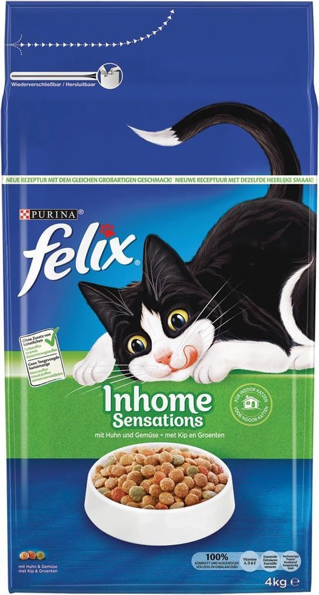 Felix Inhome Sensations - Katten Droogvoer Kip, Granen & Tuingroenten - 4kg 4 Felix Inhome Sensations - Katten Droogvoer Kip, Granen & Tuingroenten - 4kg - Afbeelding 2