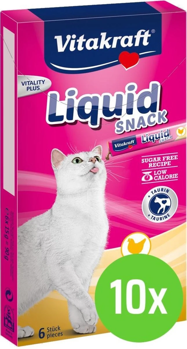 Merkloos 10 X Vitakraft Cat Liquid-Snack Kip & Taurine 6 Stuks 3 Merkloos 10 X Vitakraft Cat Liquid-Snack Kip & Taurine 6 Stuks