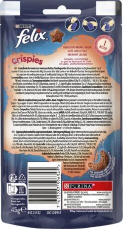 Felix Crispies - Kattensnacks Zalm & Forel - 8 X 45g -Kattenproducten 646x1200