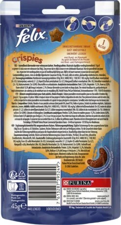 Felix Crispies - Kattensnacks Rund & Kip - 8 X 45g 12 Felix Crispies - Kattensnacks Rund & Kip - 8 X 45g -Kattenproducten 646x1200 4