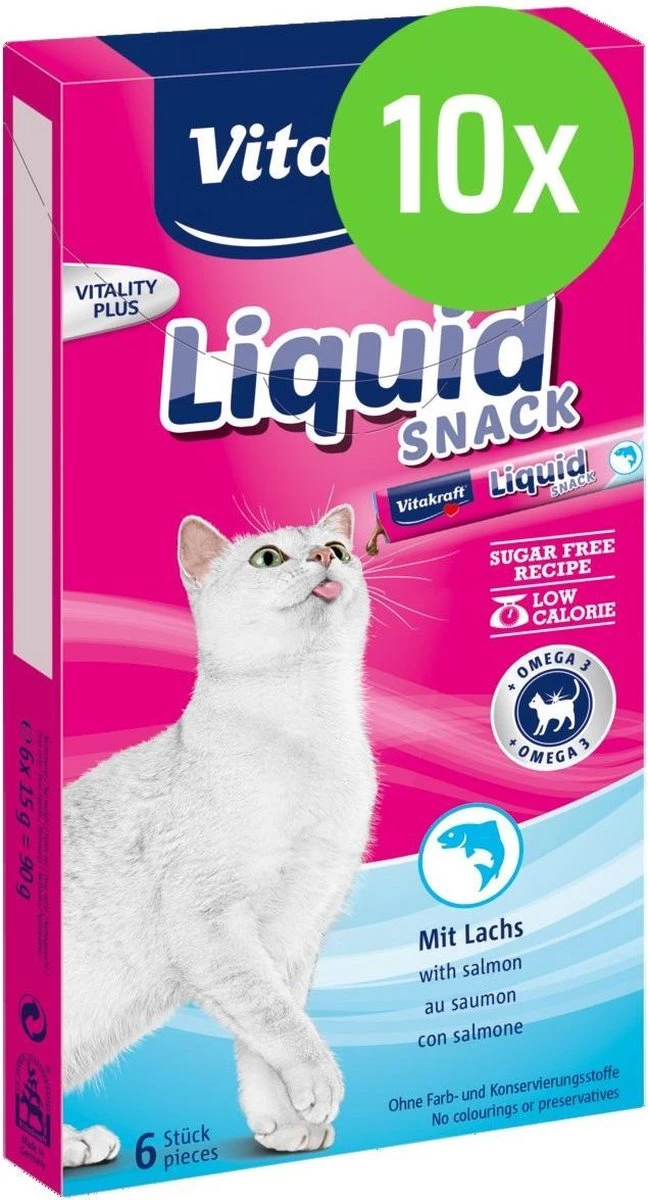 Merkloos 10 X Vitakraft Cat Liquid-Snack Zalm & Omega 6 Stuks 3 Merkloos 10 X Vitakraft Cat Liquid-Snack Zalm & Omega 6 Stuks
