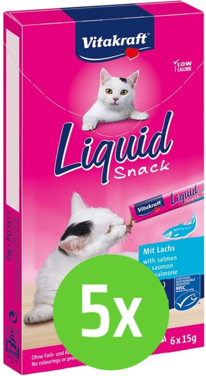 Merkloos Vitakraft Cat Liquid-Snack Zalm & Omega 6 Stuks - 5 Verpakkingen 3 Merkloos Vitakraft Cat Liquid-Snack Zalm & Omega 6 Stuks - 5 Verpakkingen