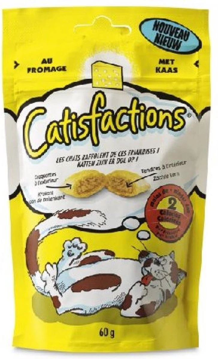 Catisfactions Kattensnoepjes - Kaas - Kattensnack - 60 G - 1 Zakje 2 Catisfactions Kattensnoepjes - Kaas - Kattensnack - 60 G - 1 Zakje