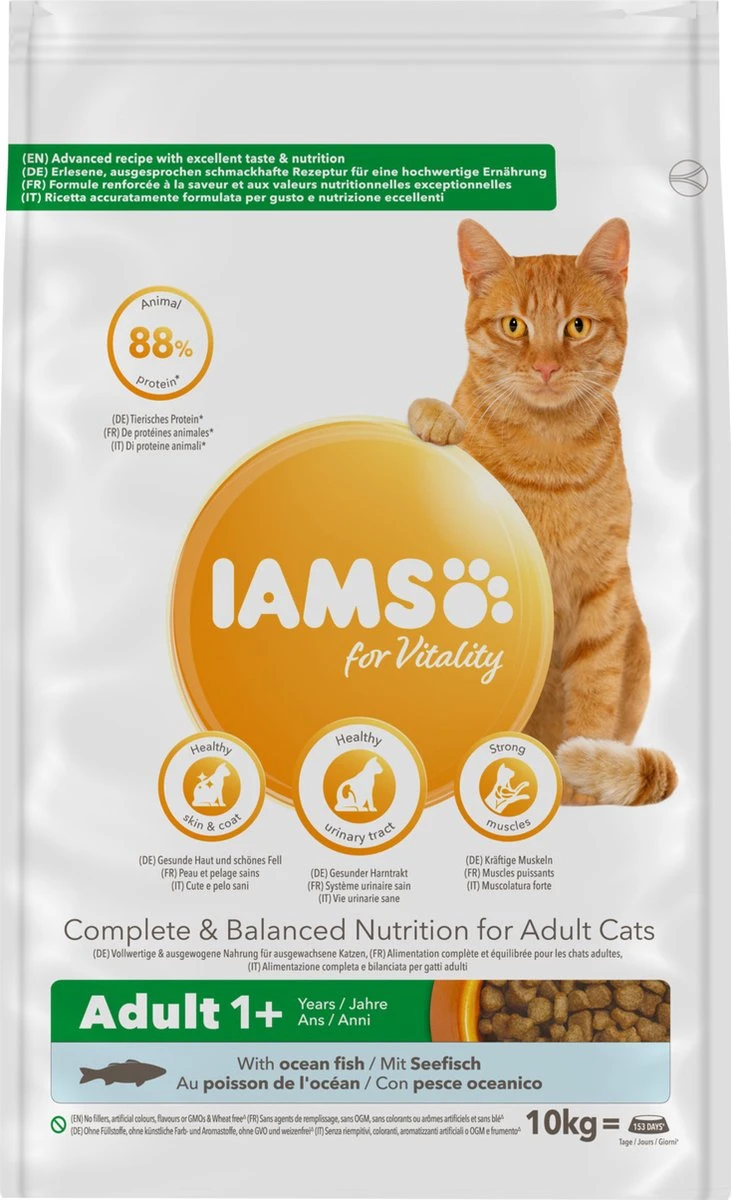 Iams Cat Adult - Vis & Kip - Kattenvoer - 10 Kg 3 Iams Cat Adult - Vis & Kip - Kattenvoer - 10 Kg