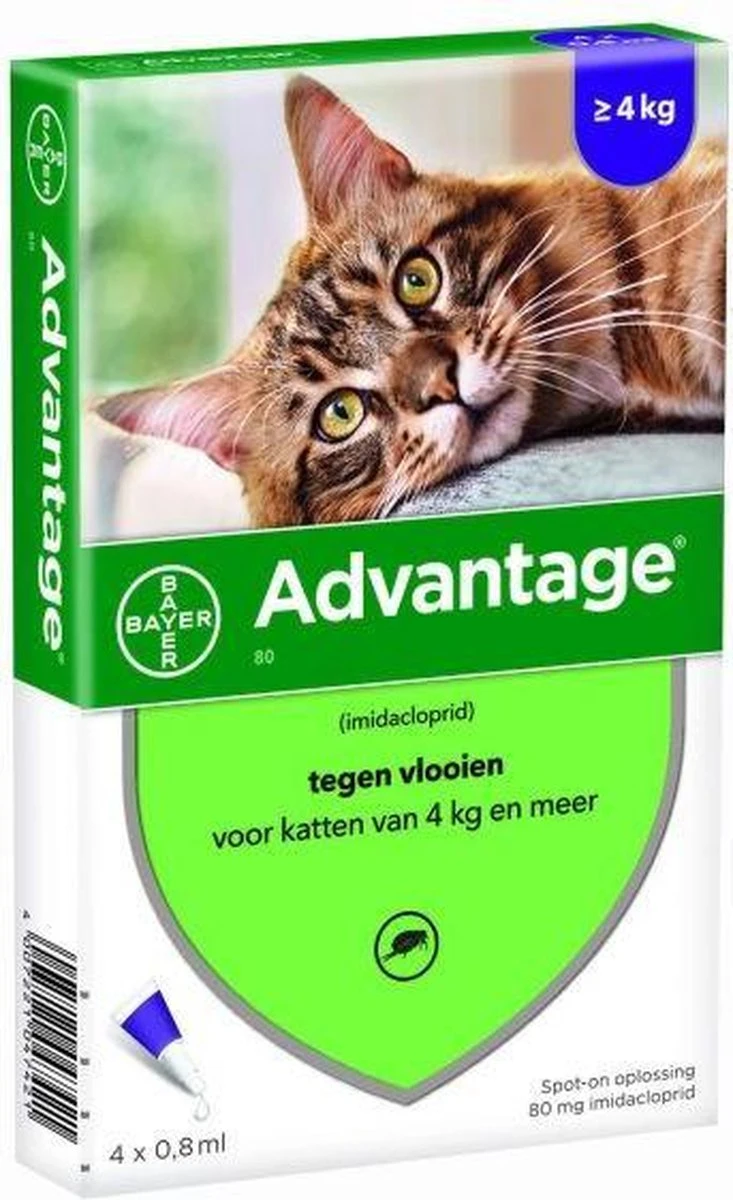 Bayer Anti Vlooienmiddel Advantage 80 > 4 Kg - 4 X 0,8 Ml 19 Bayer Anti Vlooienmiddel Advantage 80 > 4 Kg - 4 X 0,8 Ml - Afbeelding 17