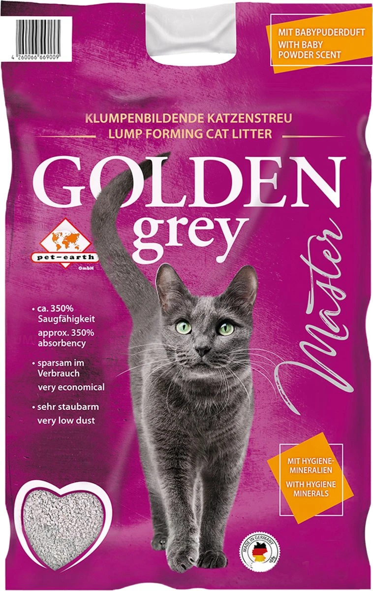 Golden Grey Master Kattenbakvulling Met Silicaat En Babypoeder - 1 Zak 3 Golden Grey Master Kattenbakvulling Met Silicaat En Babypoeder - 1 Zak